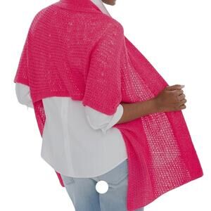 Chico's Knit Pink Cropped in Back Long in Front Wear Open or Tied Wrap Size S/M